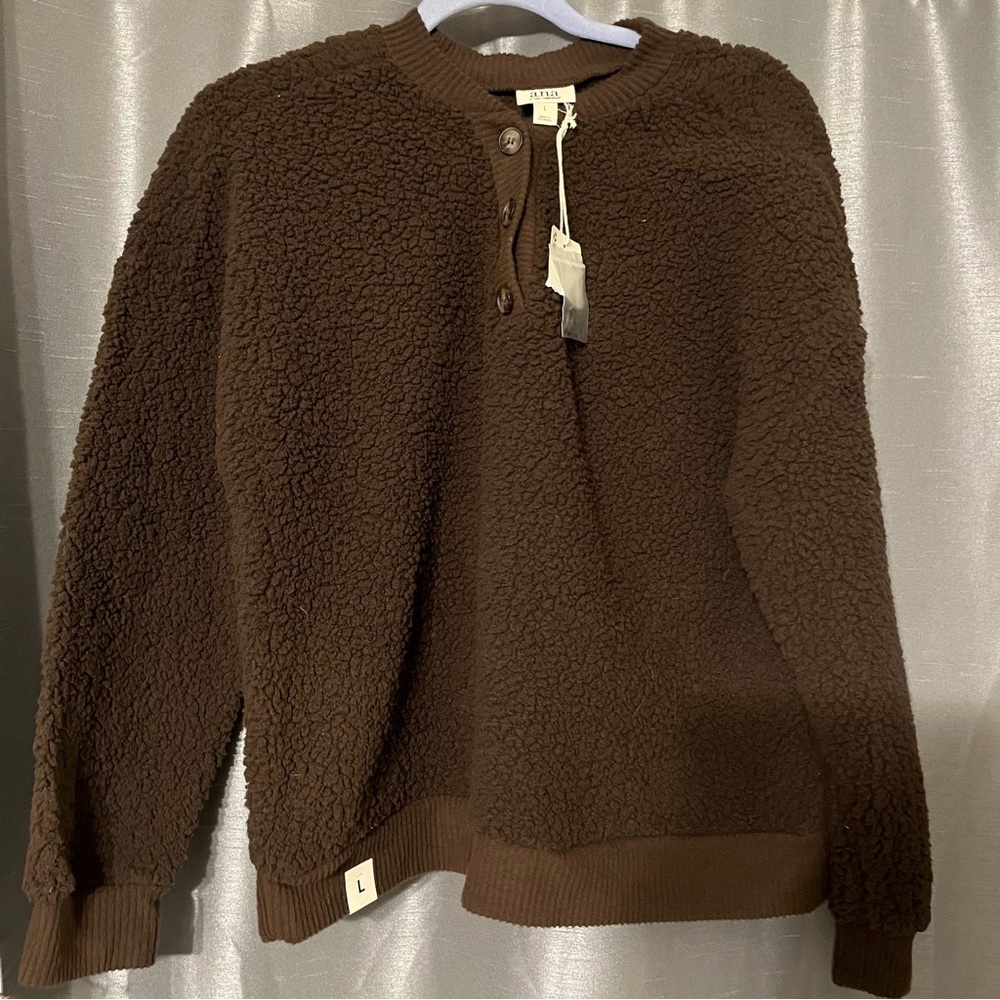 a.n.a Brown Sherpa Sweater - Sz L